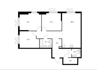 Продам трехкомнатную квартиру, 97.3 м2, Москва, район Южное Медведково, жилой комплекс Полярная 25, 2.3