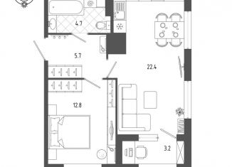 Продается однокомнатная квартира, 47.2 м2, Санкт-Петербург, метро Балтийская