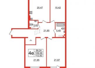 Продажа трехкомнатной квартиры, 113 м2, Санкт-Петербург, Лодейнопольская улица, 7, ЖК Тесоро