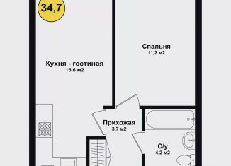 Продается 1-ком. квартира, 34.7 м2, Астрахань, Советский район