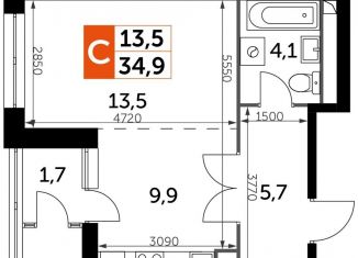 Продам квартиру студию, 34.9 м2, Москва, метро Тушинская