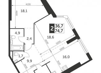 Продам 2-ком. квартиру, 74.7 м2, Москва, метро Калужская