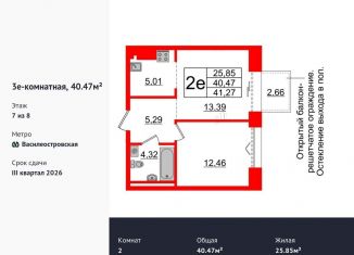 Двухкомнатная квартира на продажу, 40.5 м2, Санкт-Петербург, Масляный канал, 2, муниципальный округ № 7