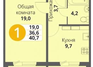 Продается 1-комнатная квартира, 40.7 м2, Орёл, ЖК Московский парк