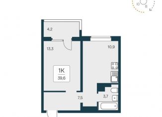 Продам однокомнатную квартиру, 39.6 м2, поселок Кудряшовский