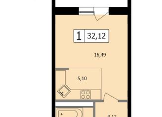 Продажа однокомнатной квартиры, 32.1 м2, Краснодар, улица имени Ф.И. Шаляпина, 30/1лит3, ЖК Жемчужина