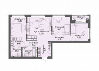 3-ком. квартира на продажу, 88.8 м2, Екатеринбург, переулок Ударников, 33