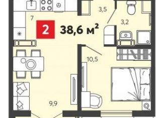 Продам двухкомнатную квартиру, 38.6 м2, село Засечное, ЖК Радужные Дворы