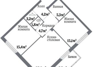 2-ком. квартира на продажу, 74.6 м2, Челябинск, ЖК Ньютон, Комсомольский проспект, 141