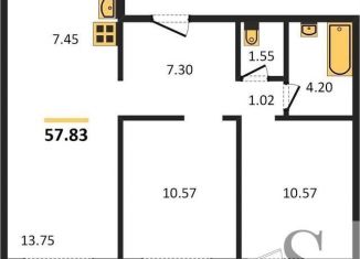 Продажа 3-ком. квартиры, 57.8 м2, Новосибирск, улица Петухова, с1, ЖК Матрёшкин Двор