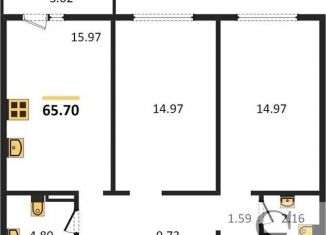 Продается двухкомнатная квартира, 65.7 м2, Новосибирск, улица Петухова, с1, ЖК Матрёшкин Двор