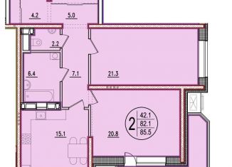 Продается 2-ком. квартира, 93.7 м2, Краснодар, Березанская улица, 41, Березанская улица