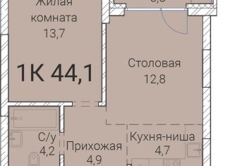 Продажа 1-комнатной квартиры, 44.1 м2, Новосибирск, Овражная улица, 2А, метро Гагаринская