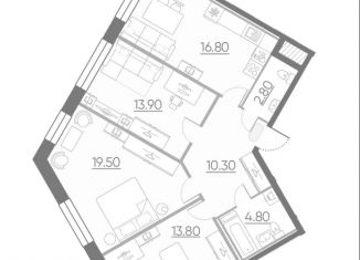 Продажа трехкомнатной квартиры, 81.9 м2, Санкт-Петербург, набережная Чёрной речки, 5, ЖК Ривьер Нуар