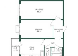 Продажа 2-комнатной квартиры, 56.7 м2, Москва, ЖК Зелёная Вертикаль