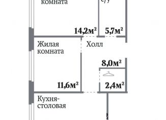 Двухкомнатная квартира на продажу, 59 м2, Челябинск, ЖК Ньютон, Комсомольский проспект, 143