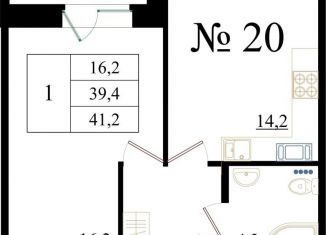 Продажа однокомнатной квартиры, 41.2 м2, Гатчина