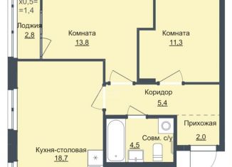 Продается двухкомнатная квартира, 57.1 м2, Ижевск, жилой комплекс Истории, 6, ЖК Истории