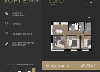 Трехкомнатная квартира на продажу, 65.8 м2, Москва