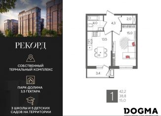 Продам однокомнатную квартиру, 42.2 м2, Краснодар, микрорайон Черемушки