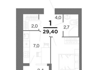 Продам однокомнатную квартиру, 29.4 м2, Рязань