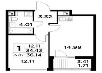 Однокомнатная квартира на продажу, 36.1 м2, Санкт-Петербург, Красногвардейский район, проспект Энергетиков, 2к1