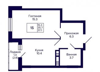 Продам 1-комнатную квартиру, 37.1 м2, Новосибирск, улица Коминтерна, 1с, метро Золотая Нива