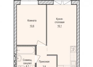 Продам 1-комнатную квартиру, 34.6 м2, село Первомайский