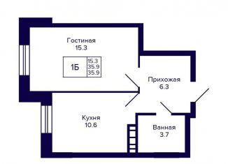 1-комнатная квартира на продажу, 35.9 м2, Новосибирск, улица Коминтерна, 1с, Дзержинский район