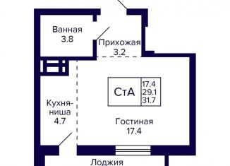 Продам квартиру студию, 31.7 м2, Новосибирск, улица Фрунзе, с1, метро Золотая Нива