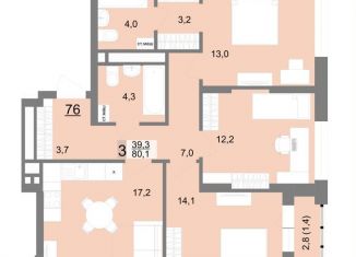 Продам 3-комнатную квартиру, 80.1 м2, Екатеринбург, улица Шаумяна, 83, метро Площадь 1905 года