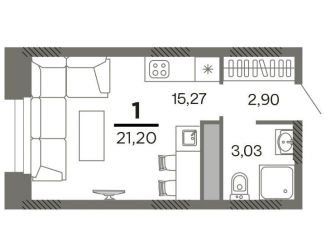 Продам квартиру студию, 21.2 м2, Рязань, Октябрьский район