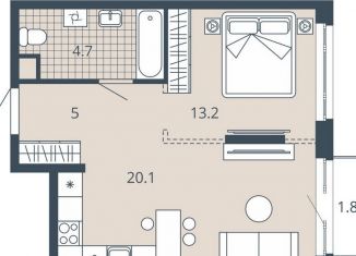 1-ком. квартира на продажу, 44.8 м2, Пензенская область