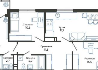3-комнатная квартира на продажу, 79.6 м2, Новороссийск