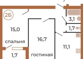 2-комнатная квартира на продажу, 57.9 м2, село Богословка, Лазурная улица, 1