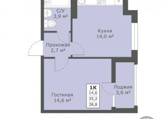 Продаю 1-комнатную квартиру, 38.8 м2, Ставрополь, микрорайон № 28