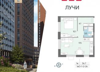 1-комнатная квартира на продажу, 36.7 м2, Москва, Производственная улица, 17, метро Солнцево