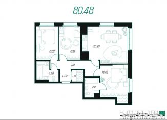 Продам трехкомнатную квартиру, 80.5 м2, Тульская область