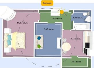 2-комнатная квартира на продажу, 46.5 м2, Омск, Центральный округ