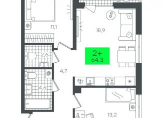 Продается 2-комнатная квартира, 64.4 м2, Тюмень