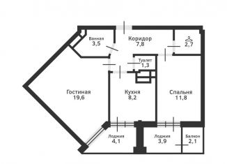 2-комнатная квартира на продажу, 59.4 м2, посёлок Развилка, жилой комплекс Три Квартала, к11, ЖК Три Квартала