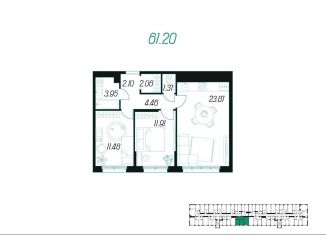 Продается 2-комнатная квартира, 61.2 м2, Тульская область