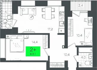 Продажа 2-комнатной квартиры, 63.1 м2, Тюмень, Калининский округ