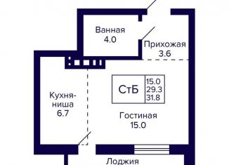 Продам квартиру студию, 31.8 м2, Новосибирск, метро Золотая Нива, улица Фрунзе, с1