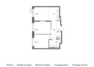 Продажа двухкомнатной квартиры, 51.4 м2, деревня Мисайлово, микрорайон Пригород Лесное, к5.1