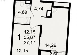 Продажа однокомнатной квартиры, 37.2 м2, Рязань