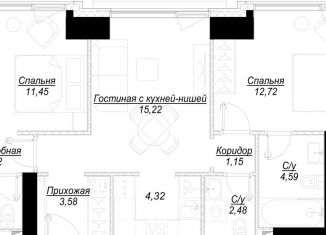 Двухкомнатная квартира на продажу, 61 м2, Москва, 1-й Сетуньский проезд, вл10, ЗАО