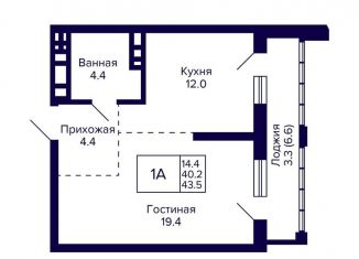 Продажа 1-комнатной квартиры, 43.5 м2, Новосибирск, метро Маршала Покрышкина, улица Фрунзе, с1
