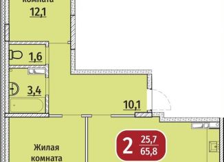Продажа двухкомнатной квартиры, 68.4 м2, Чебоксары, Гражданская улица, поз4