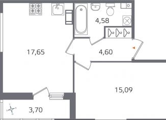 1-комнатная квартира на продажу, 43.8 м2, Санкт-Петербург, муниципальный округ Финляндский
